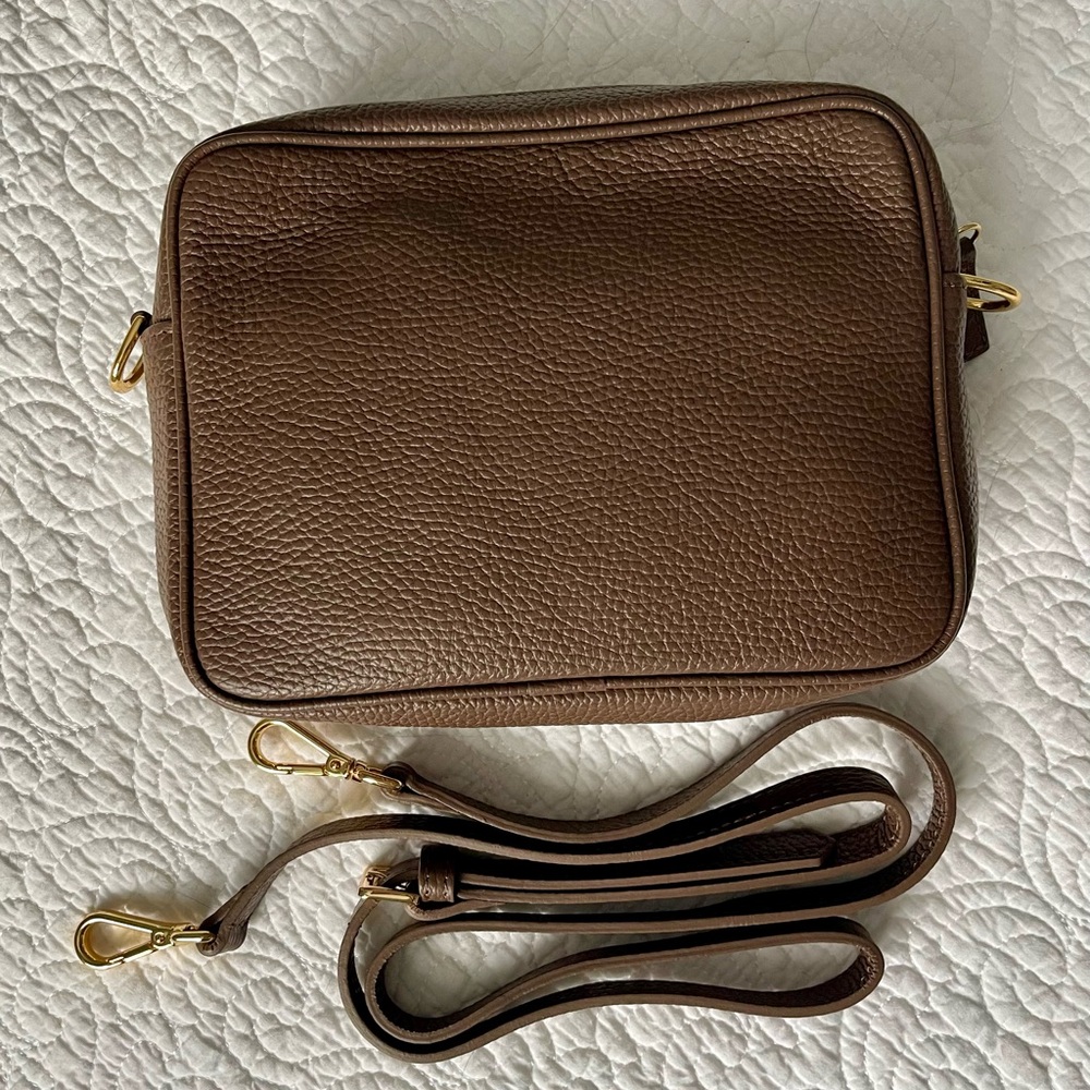Quince Brown Pebbled Leather Crossbody Bag